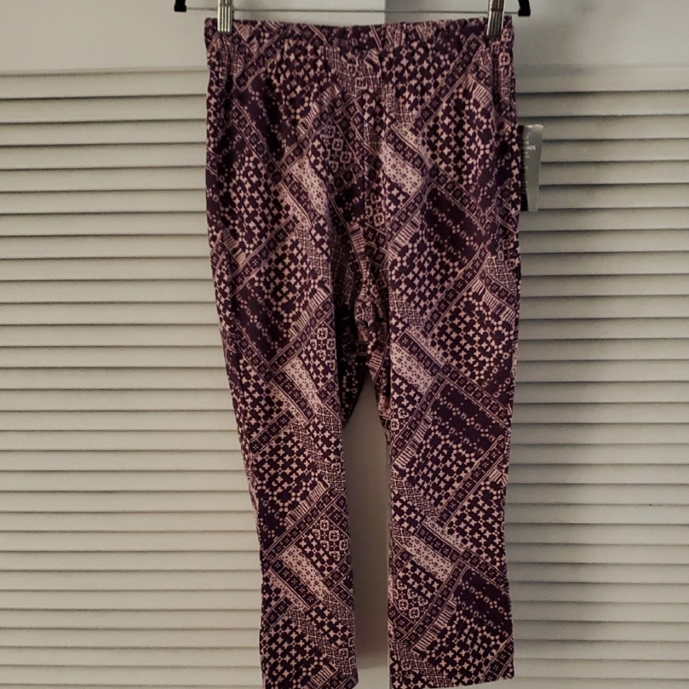 NWT Roman's Geometric Purple & Pink Leggings, Size M (14/16)